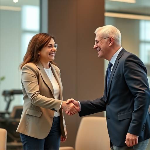 Due persone che negoziano con successo, simboleggiando le capacit&agrave; di negoziazione