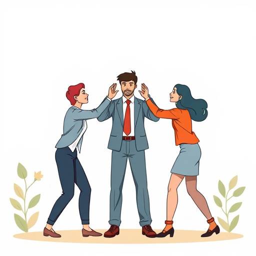 Illustrazione di un gruppo di persone che lavorano insieme per raggiungere un obiettivo comune, simboleggiando il team building